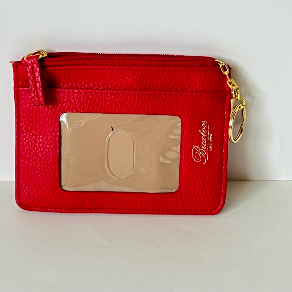 Nwot Buxton Compact Red Leather Keychain Wallet